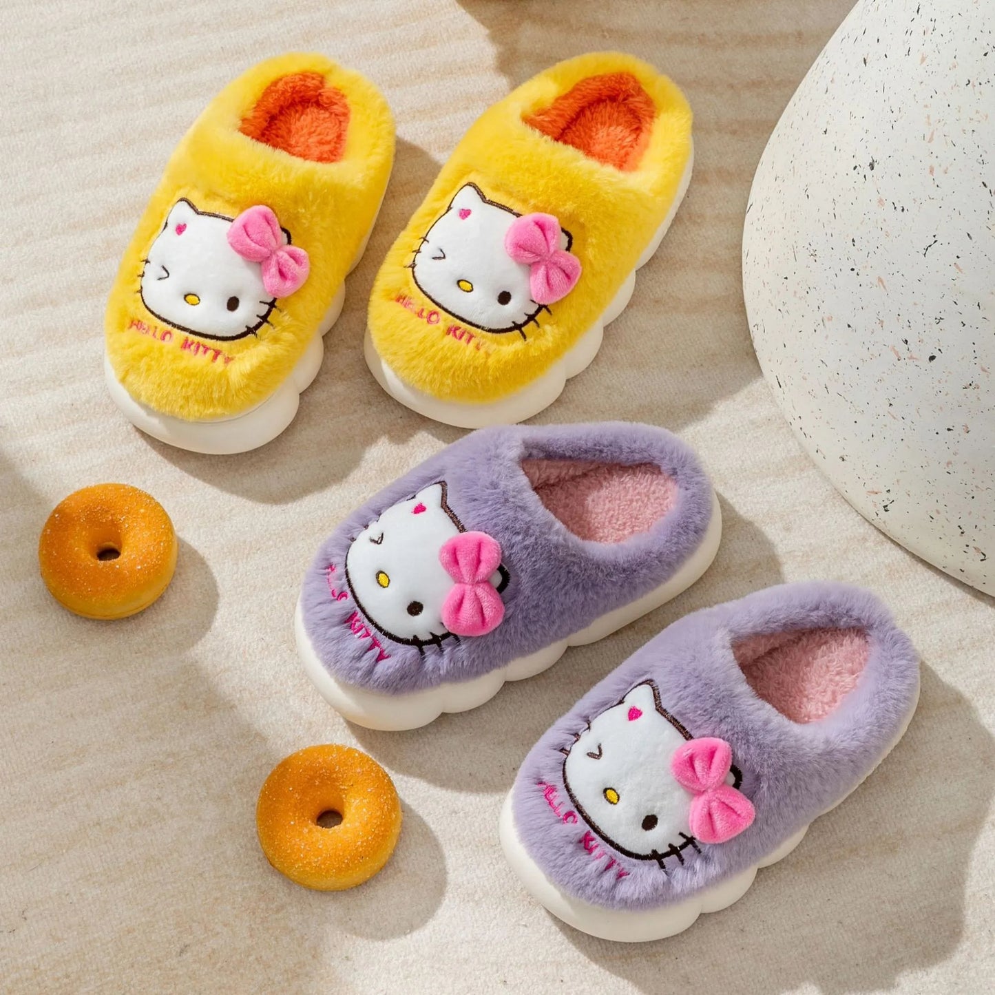 Kawaii H. Kitty Plush Slippers - Non-Slip Warm Cotton