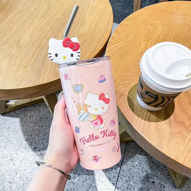 600ML Stainless Steel Insulated Straw Cup – Cute & Large Capacity