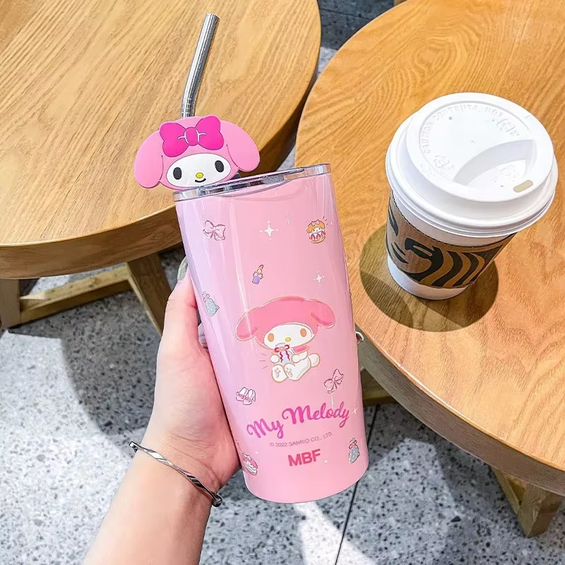 600ML Stainless Steel Insulated Straw Cup – Cute & Large Capacity