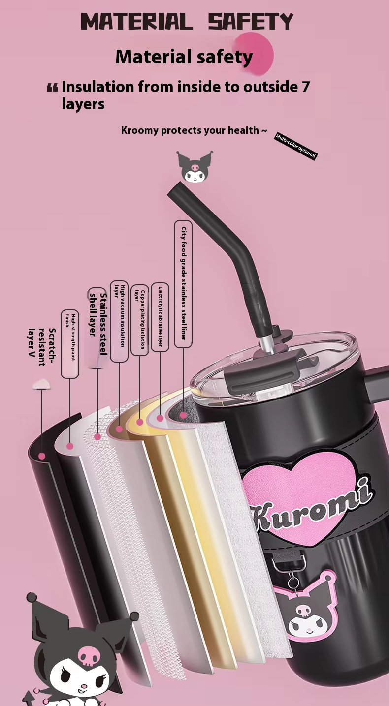 Vacuum Cup – Cute Kitty, Kuromi & Lots-O'-Huggin' Bear Designs, Best-Selling Kawaii Kettle Cup