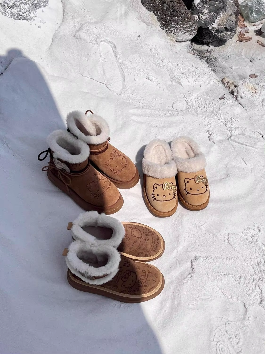 Cozy Kitty Furry Winter Shoes for Women – Velvet-Lined, Half Slippers Snow Boots
