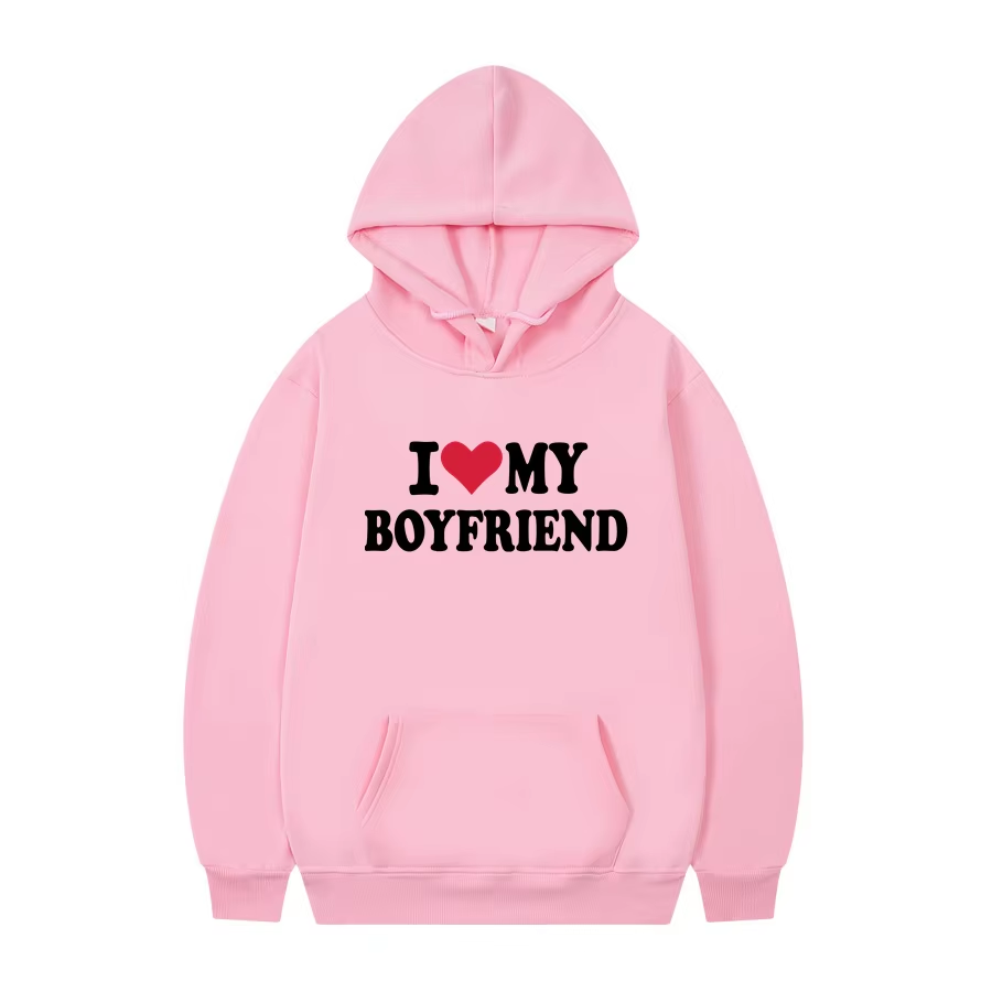 Women's Hoodie | "I Love My Boyfriend" Gothic Hoodie – Cozy Winter Pullover