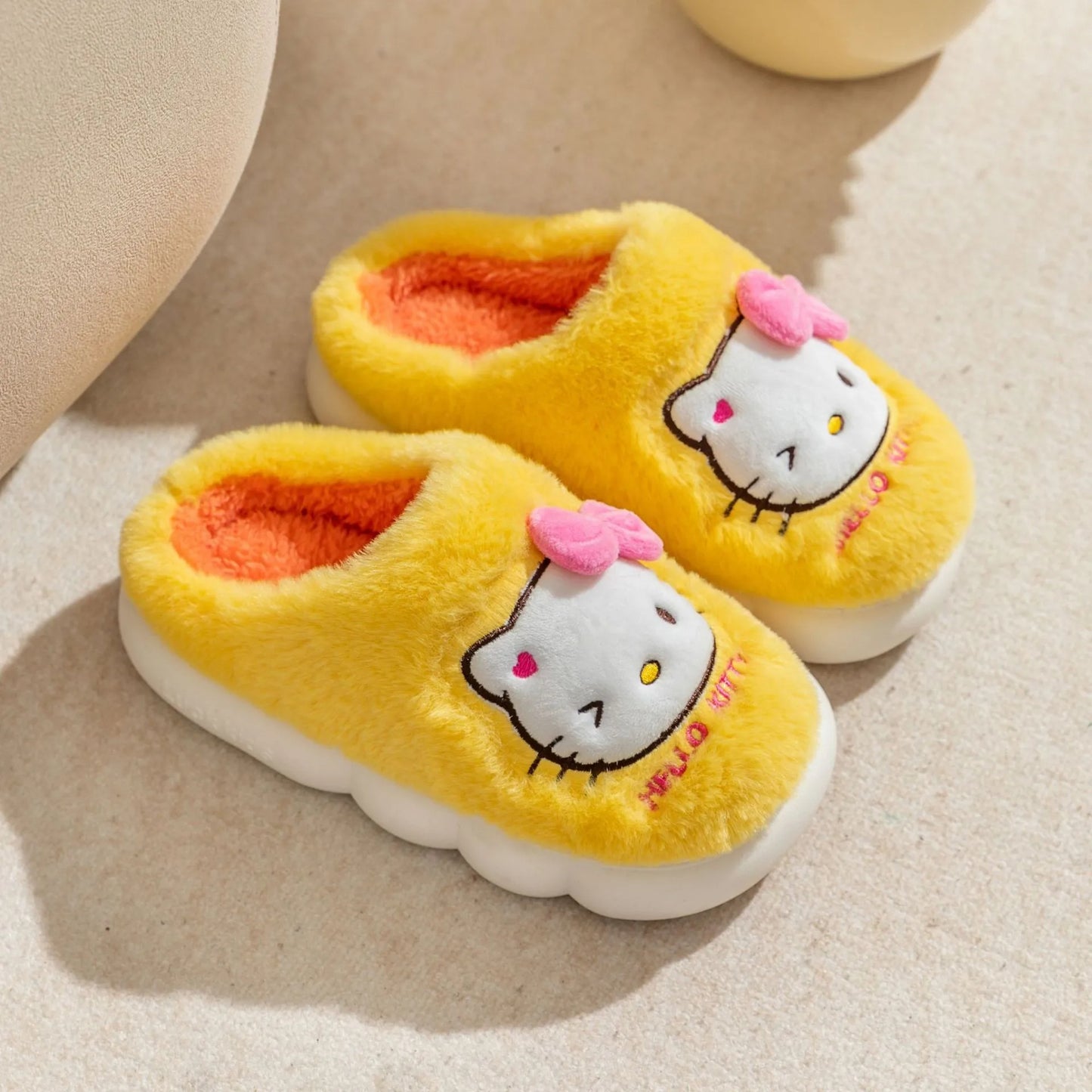 Kawaii H. Kitty Plush Slippers - Non-Slip Warm Cotton