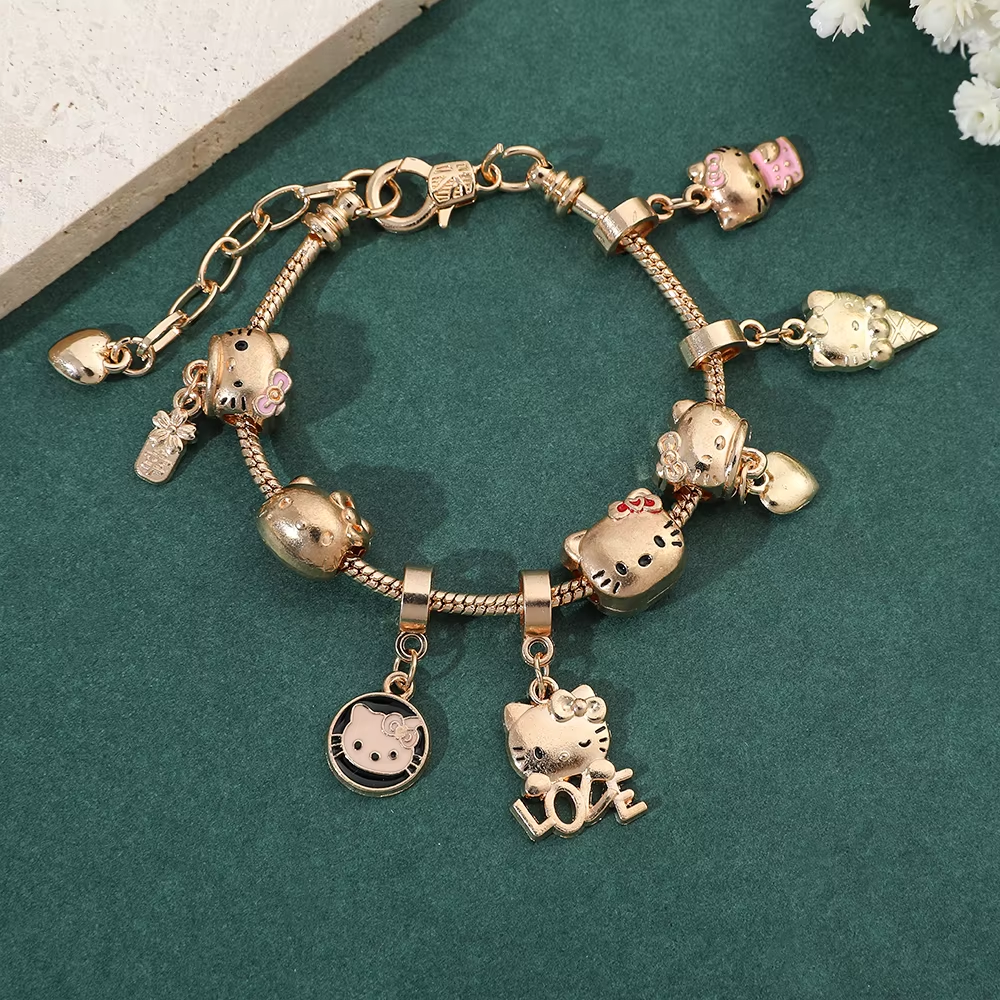 HK vergoldetes Armband mit Anhängern - Hochwertiger Kawaii-Schmuck für Frauen und Mädchen