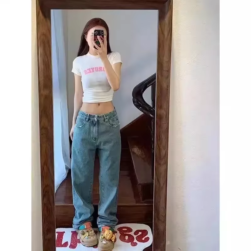 Anime Kawaii Kitty Jeans – süße bestickte Baumwolle, lockere Passform, schweißabsorbierende Hose, perfektes Geburtstagsgeschenk für die beste Freundin