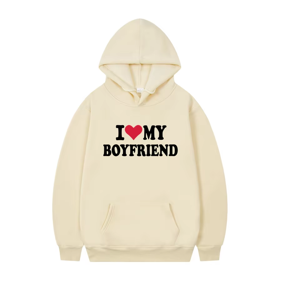 Women's Hoodie | "I Love My Boyfriend" Gothic Hoodie – Cozy Winter Pullover