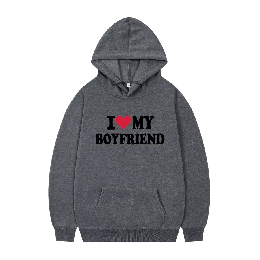 Women's Hoodie | "I Love My Boyfriend" Gothic Hoodie – Cozy Winter Pullover