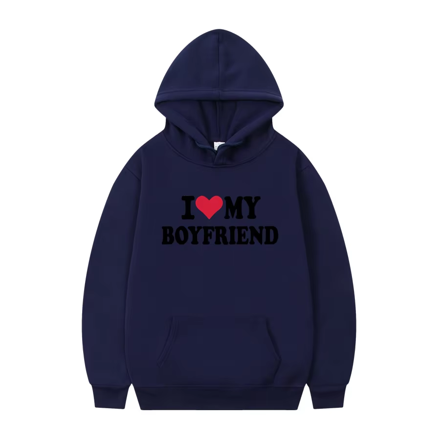 Women's Hoodie | "I Love My Boyfriend" Gothic Hoodie – Cozy Winter Pullover