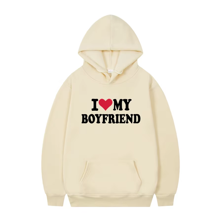 Women's Hoodie | "I Love My Boyfriend" Gothic Hoodie – Cozy Winter Pullover