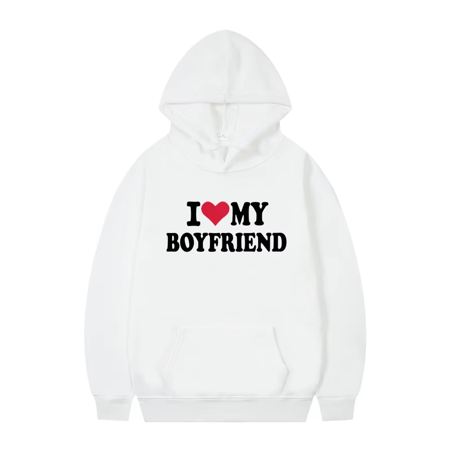 Women's Hoodie | "I Love My Boyfriend" Gothic Hoodie – Cozy Winter Pullover