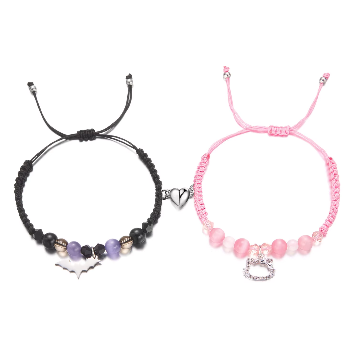 Bat & Kitty Matching Bracelets - Perfect Halloween & Christmas Gift for BFFs & Family