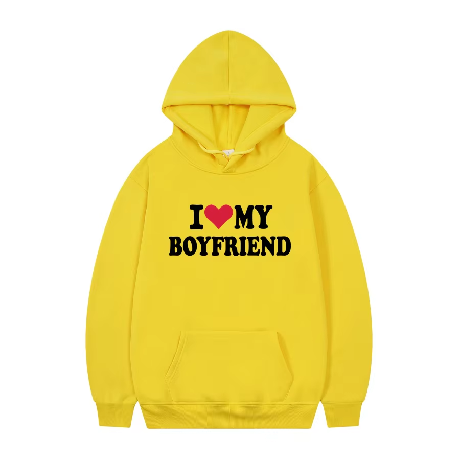 Women's Hoodie | "I Love My Boyfriend" Gothic Hoodie – Cozy Winter Pullover