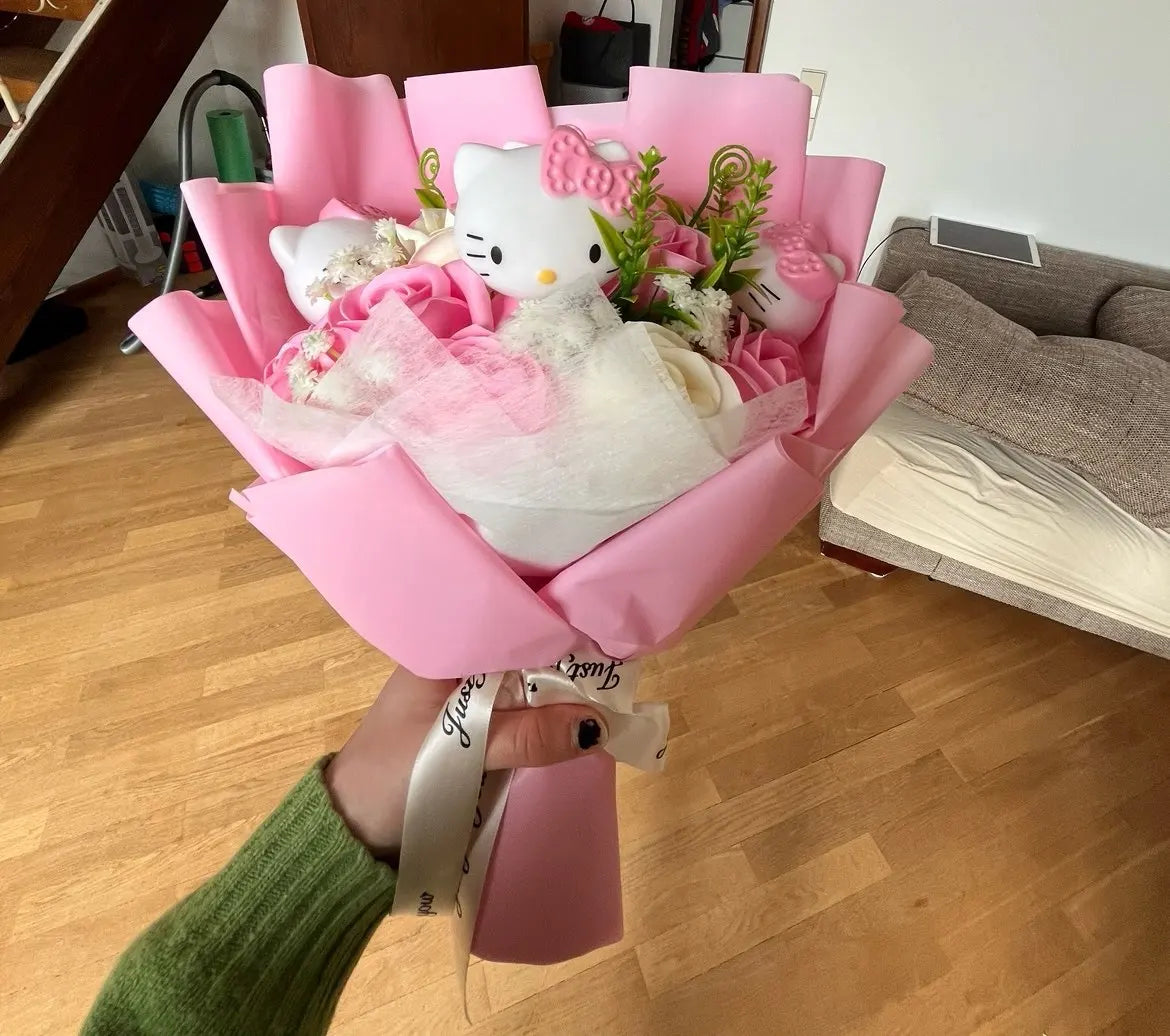 Kitty Cat Plyšové panenky Růže Mýdlo Květiny Kytice Vánoce Valentýn Narozeniny Dárky k promoci