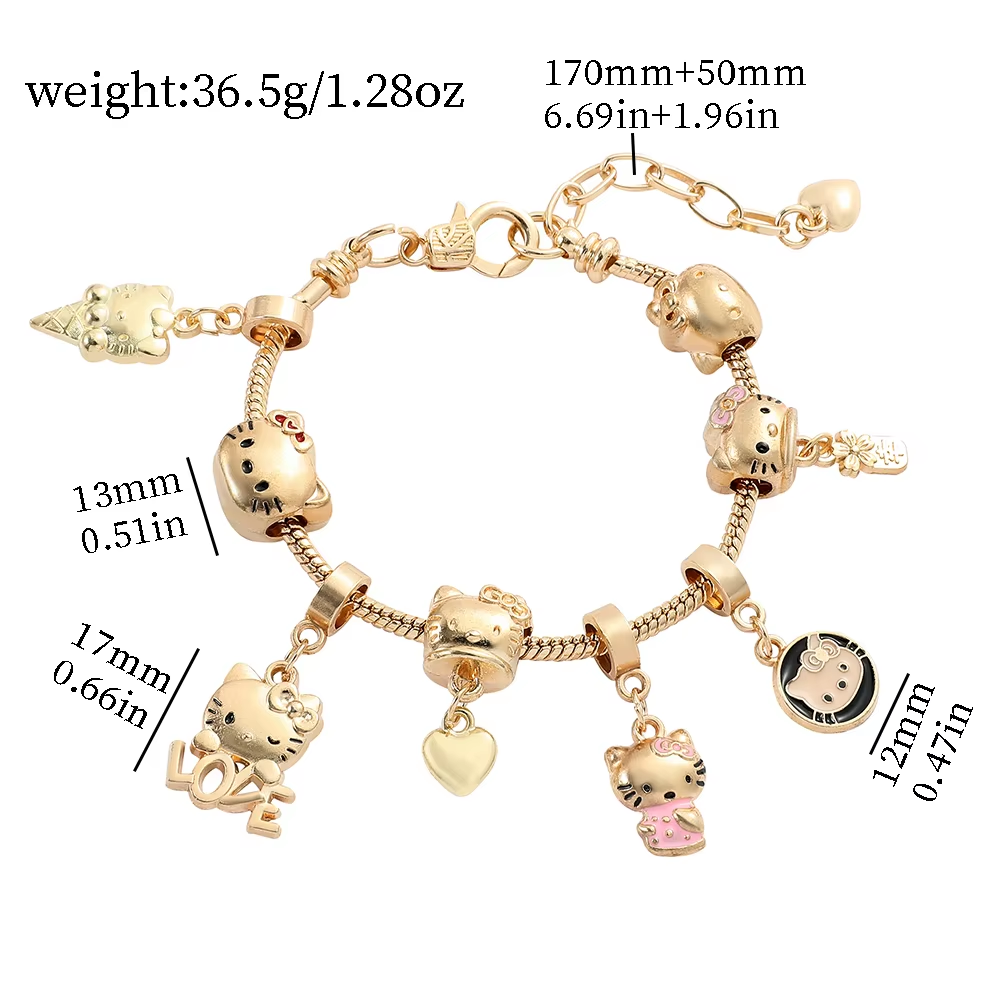 HK vergoldetes Armband mit Anhängern - Hochwertiger Kawaii-Schmuck für Frauen und Mädchen