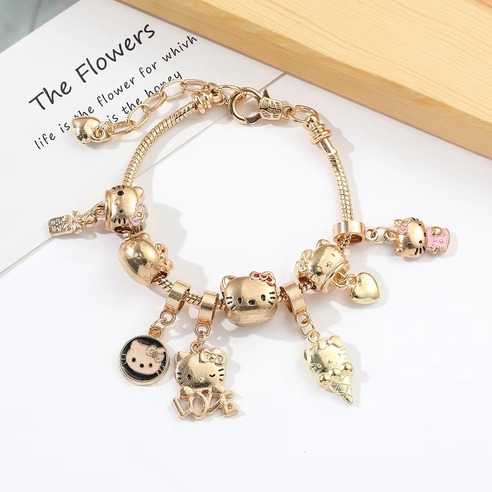 HK vergoldetes Armband mit Anhängern - Hochwertiger Kawaii-Schmuck für Frauen und Mädchen
