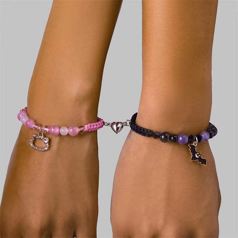 Bat & Kitty Matching Bracelets - Perfect Halloween & Christmas Gift for BFFs & Family
