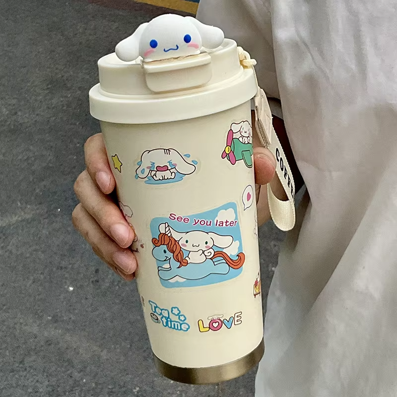 Kitty & Cinna Thermoskanne – 500 ml Reisebecher aus Edelstahl, auslaufsichere Isolierflasche