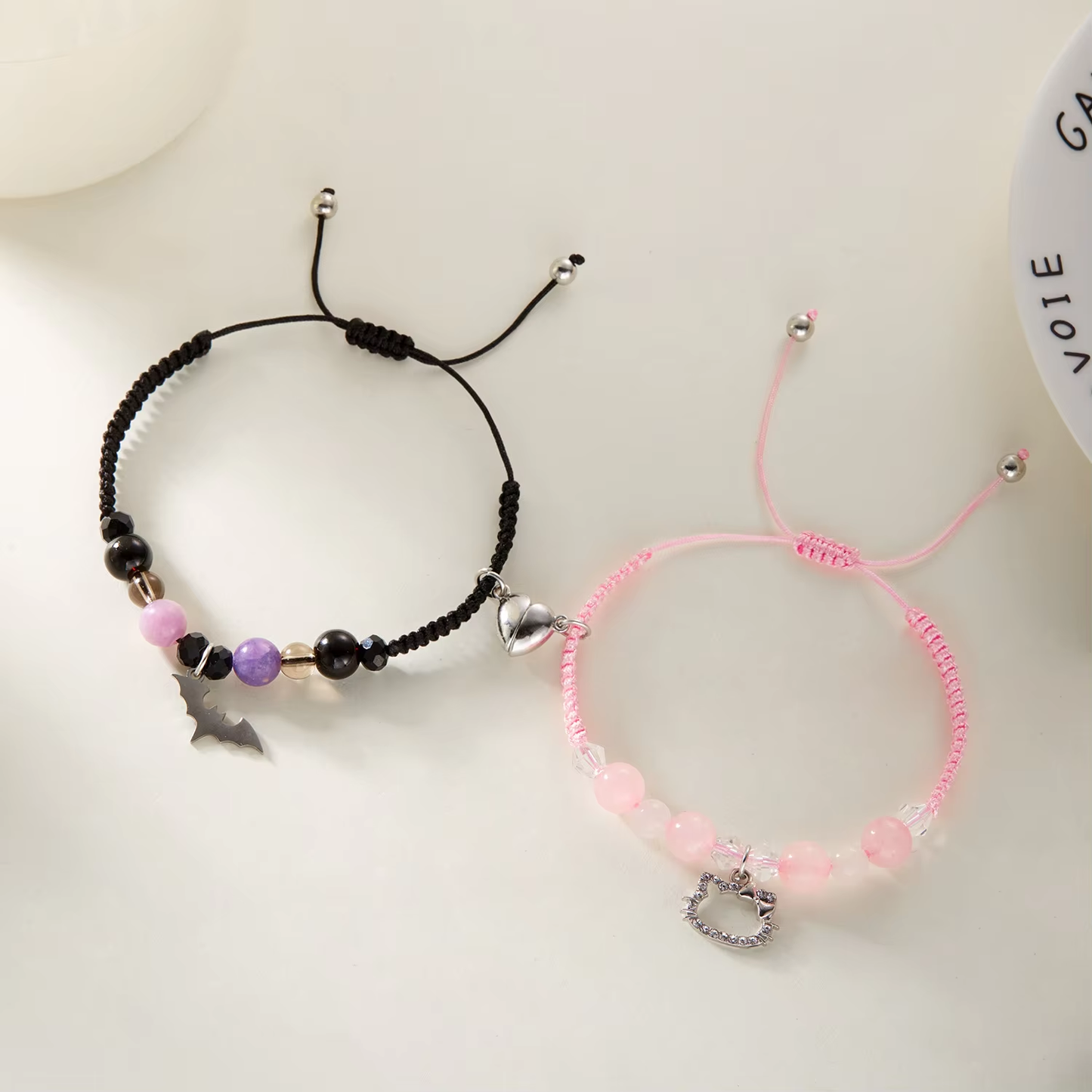 Bat & Kitty Matching Bracelets - Perfect Halloween & Christmas Gift for BFFs & Family