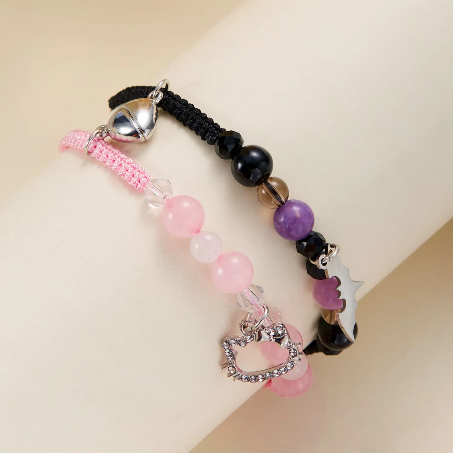 Bat & Kitty Matching Bracelets - Perfect Halloween & Christmas Gift for BFFs & Family