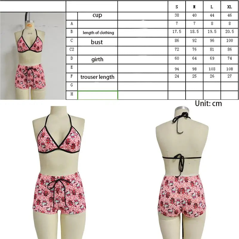 2Pcs Kitty Bikini Swimsuit Women