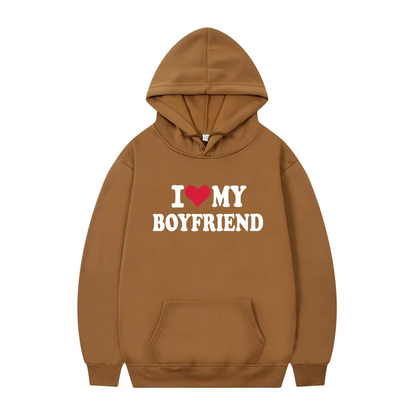 Women's Hoodie | "I Love My Boyfriend" Gothic Hoodie – Cozy Winter Pullover