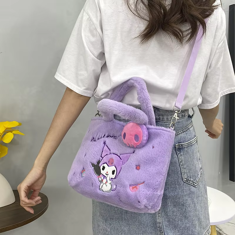 Plush Shoulder Bag - Kuromi, Kitty,  Melody & CinnaAnime Handbag