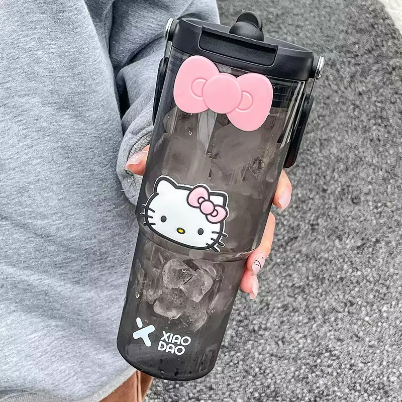 Hello Kitty Sportflasche mit großem Fassungsvermögen – süßer und tragbarer Becher mit Strohhalm