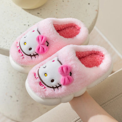 Kawaii H. Kitty Plush Slippers  - Non-Slip Warm Cotton