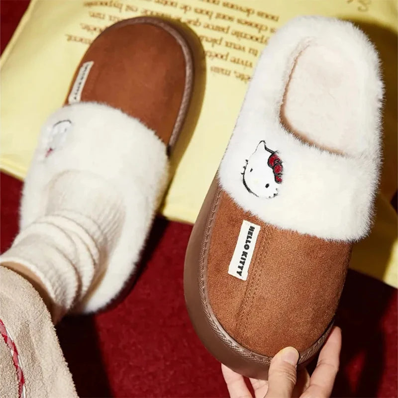 Hello Kitty Plush Slippers Winter Cosy Warm Slippers