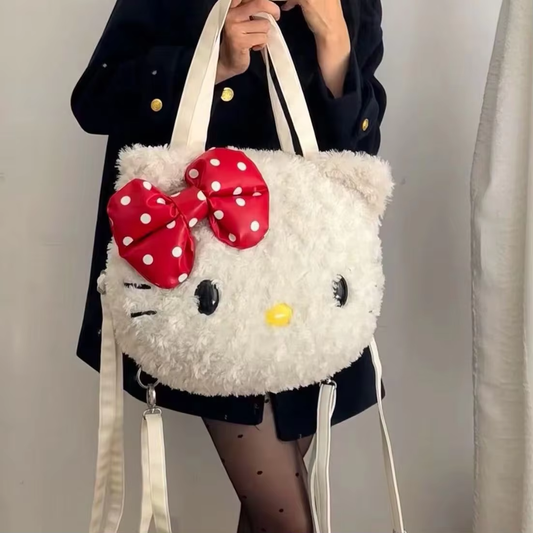 HK Plush Shoulder Bag - Soft & Fluffy Large Capacity Kawaii Tote for Women