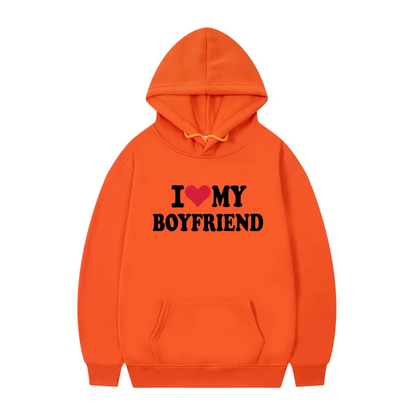 Women's Hoodie | "I Love My Boyfriend" Gothic Hoodie – Cozy Winter Pullover