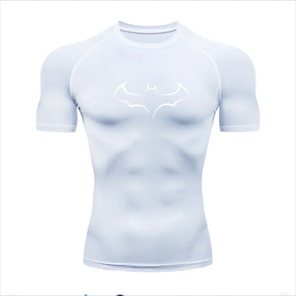 Compression Shirt - Bat Pattern Printed , Quick-drying Short-sleeved