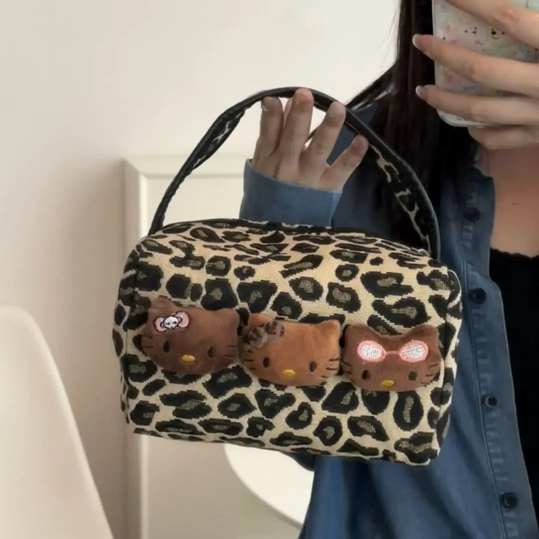 H.Kitty  Handbag Leopard Makeup Bag