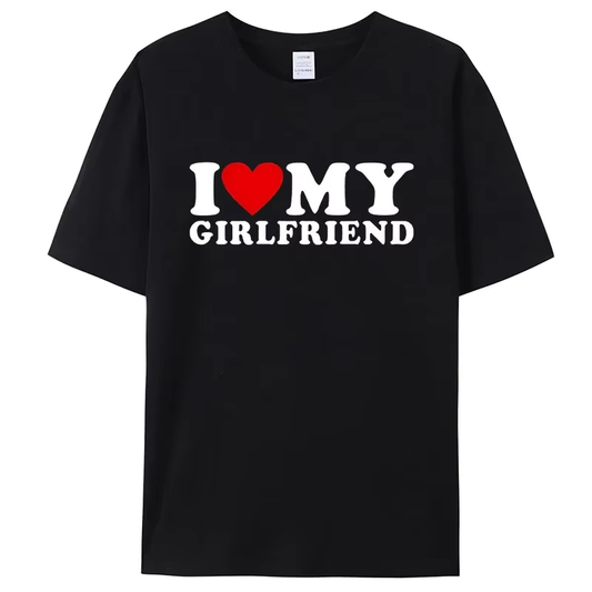 Tričko s grafikou „I Love My Girlfriend“ – měkké, stylové a pohodlné tričko pro volný čas pro muže