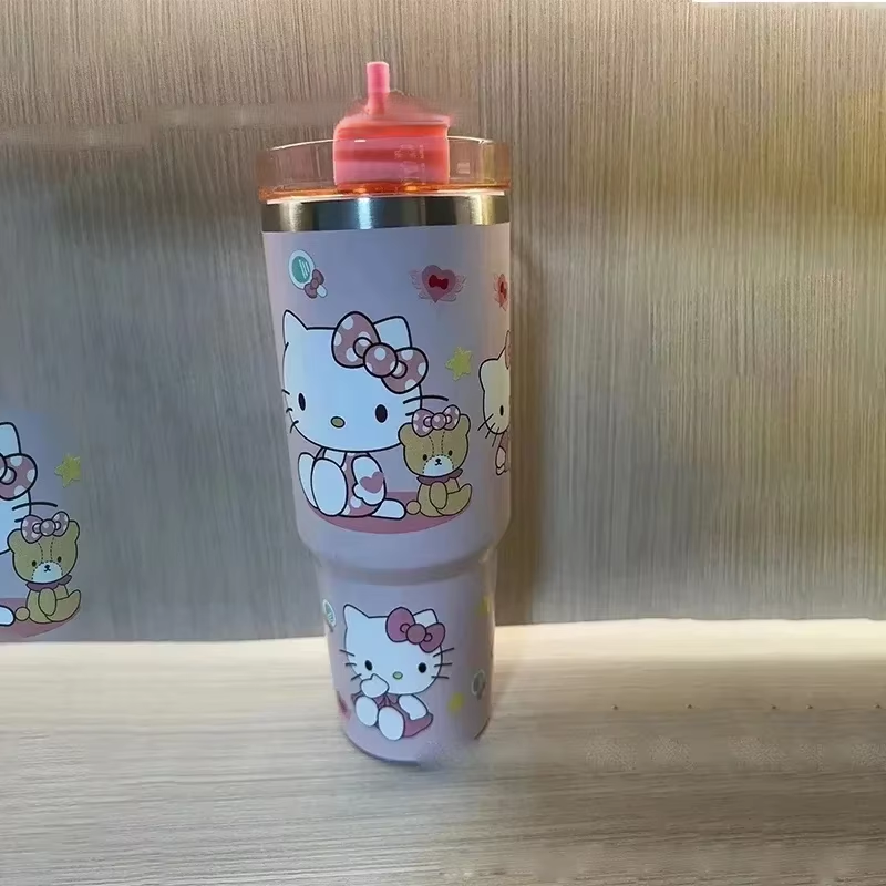 Kawaii Hello Kitty 900ml Thermos – Sanrio Kuromi & Cinnamoroll High-Capacity Stainless Steel Vacuum Coffee Cup