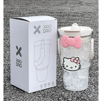 Hello Kitty Sportflasche mit großem Fassungsvermögen – süßer und tragbarer Becher mit Strohhalm