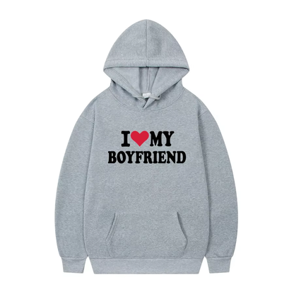 Women's Hoodie | "I Love My Boyfriend" Gothic Hoodie – Cozy Winter Pullover