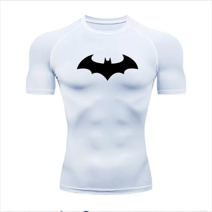 Compression Shirt - Bat Pattern Printed , Quick-drying Short-sleeved