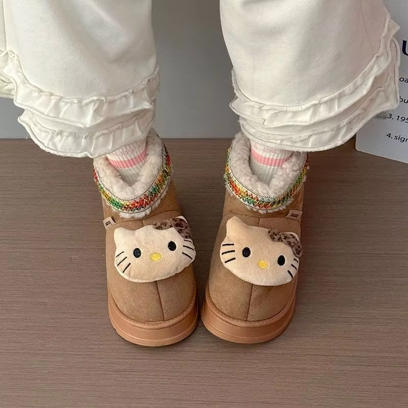 HK Plush Snow Boots – Cute, Warm, Anti-Slip Short Boots for Winter