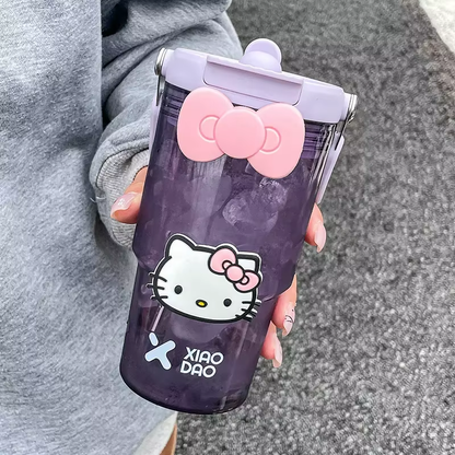 Hello Kitty Sportflasche mit großem Fassungsvermögen – süßer und tragbarer Becher mit Strohhalm