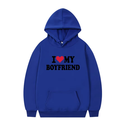 Women's Hoodie | "I Love My Boyfriend" Gothic Hoodie – Cozy Winter Pullover