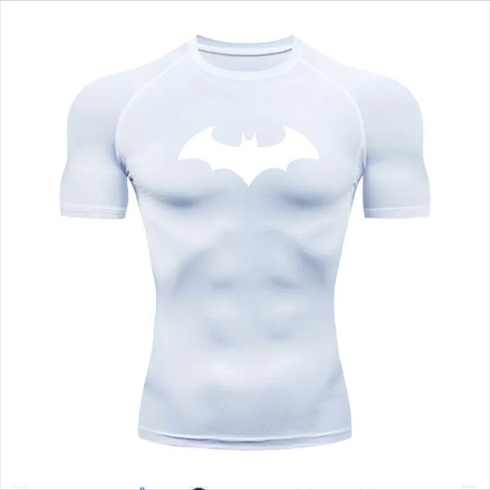 Compression Shirt - Bat Pattern Printed , Quick-drying Short-sleeved