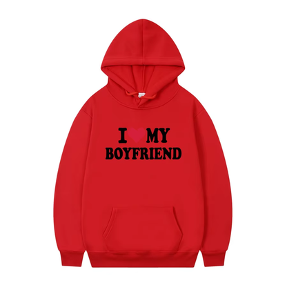 Women's Hoodie | "I Love My Boyfriend" Gothic Hoodie – Cozy Winter Pullover