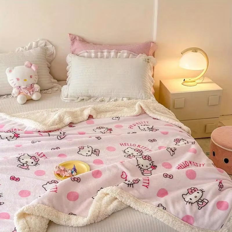 Hello Kitty Plush Reversible Throw Blanket – Ultra-Soft, Cozy Fleece for Couch & Bed, All-Season Comfort!