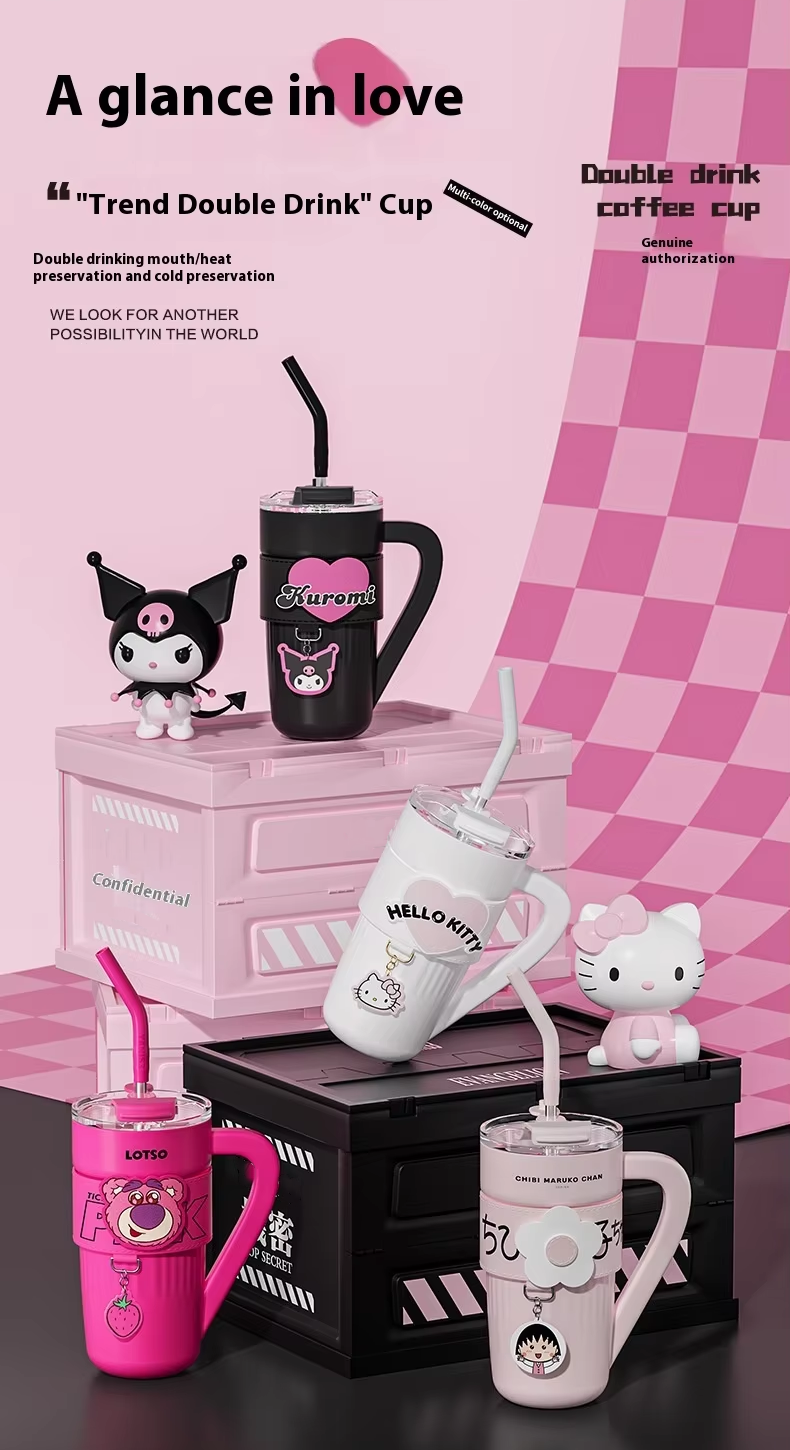 Miniso Sanrio Vacuum Cup – Cute Hello Kitty, Kuromi & Lots-O'-Huggin' Bear Designs, Best-Selling Kawaii Kettle Cup