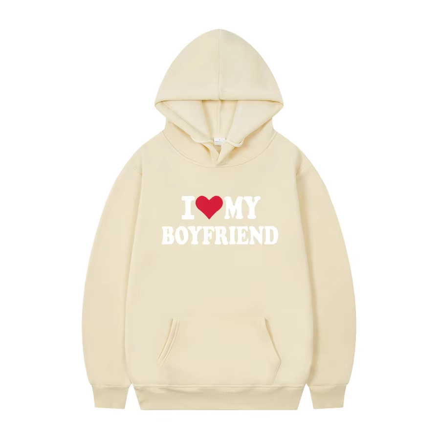 Women's Hoodie | "I Love My Boyfriend" Gothic Hoodie – Cozy Winter Pullover