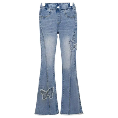 2024 Trendy Girls' Flared Jeans – High Waist, Leg-Shaping, Perfect for Spring & Autumn Casual Wear