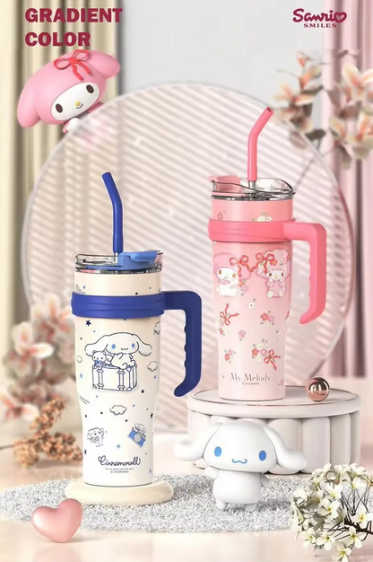 Sanrio Family Thermos Big MAC Strohhalmbecher – Hello Kitty, Kuromi &amp; Freunde