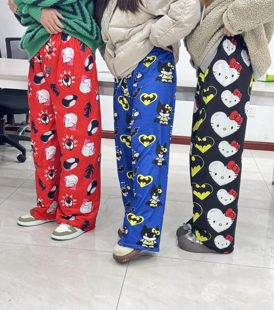 Sanrio Y2K Hello Kitty & Batman Pajama Pants – Cute & Comfy Cartoon Style