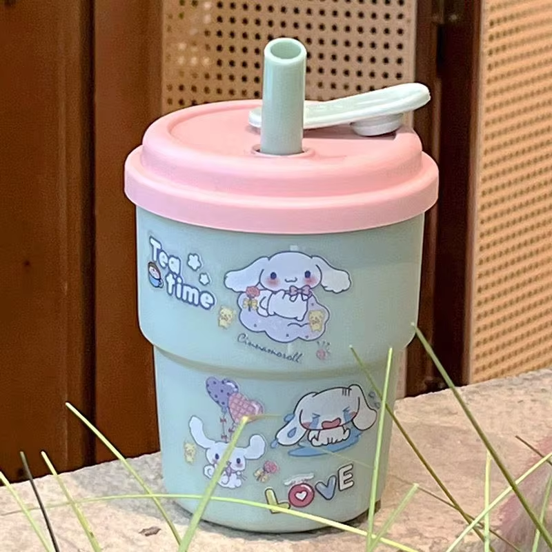 Süßer Sanrio Hello Kitty &amp; Cinnamoroll Kawaii Strohhalmbecher – mit Aufklebern